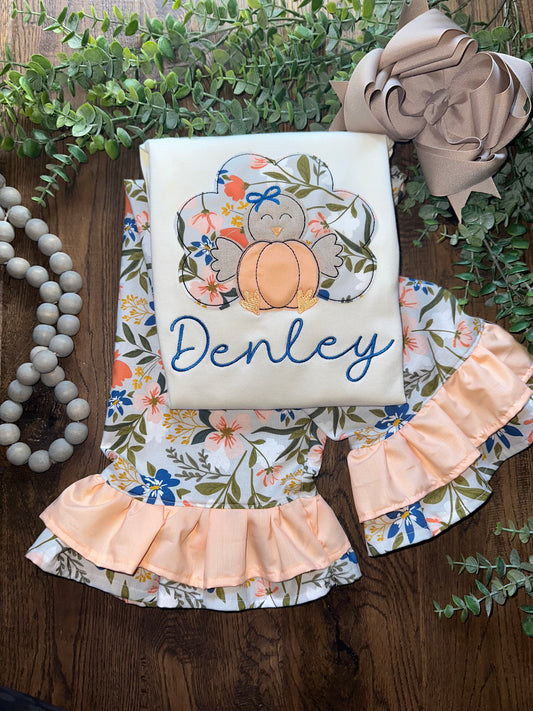 Floral Pumpkin Turkey Outfit